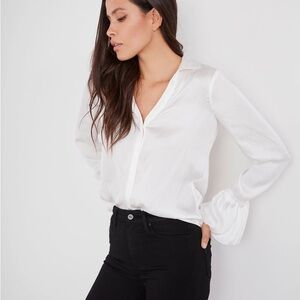 Paige Abriana Flared Cuff Shirt in White